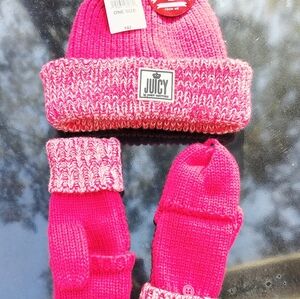 JUICY COUTURE NWT CUFF TOBOGGAN & FINGERLESS GLOVES/MITTENS NWT
